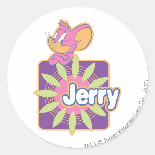 Jerry Neon Mouse Ronde Sticker (Voorkant)