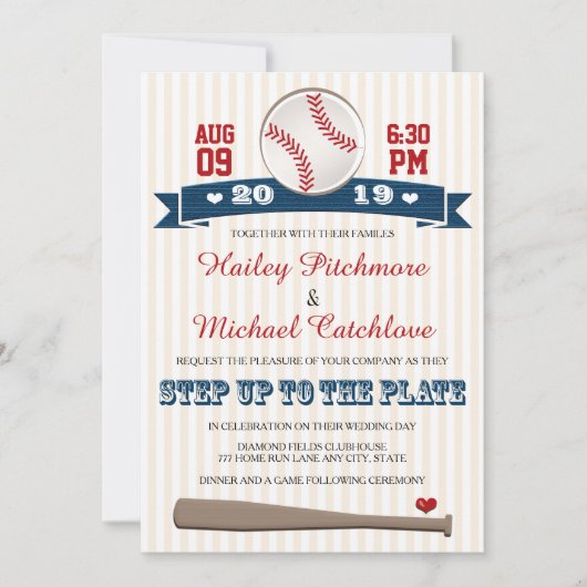 Jersey Baseball Thème Mariage Invitations (Devant)