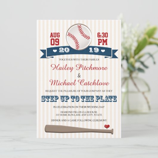 Jersey Baseball Thème Mariage Invitations (Debout devant)