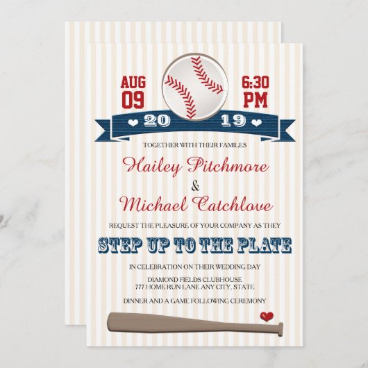 Jersey Baseball Thème Mariage Invitations (Devant / Derrière)