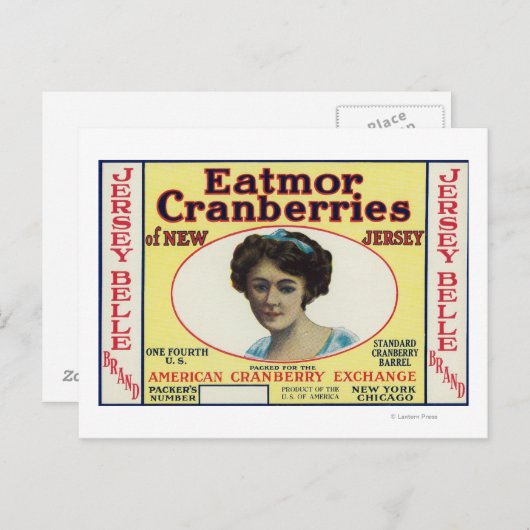 Jersey Belle Eatmor Cranberries Brand Label Briefkaart (Voorkant / Achterkant)