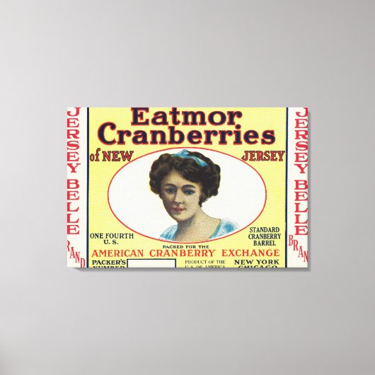 Jersey Belle Eatmor Cranberries Brand Label Canvas Afdruk (Voorkant)