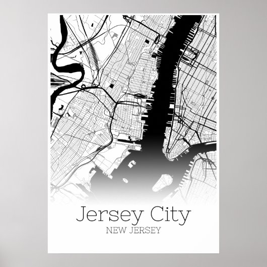 Jersey City Map - New Jersey - City Map Poster (Devant)