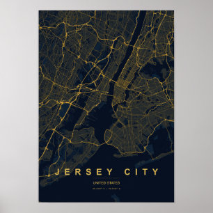 Jersey City New Jersey gestileerde kaartprint Poster