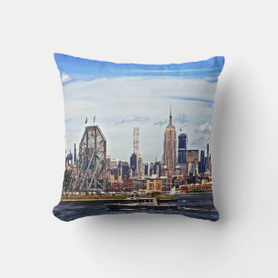 Jersey City NJ - Politieboot bij Colgate Clock Kussen