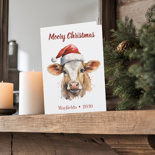 Jersey Cow "Moory Christmas" Carte de vacances pli