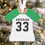 Jersey de baseball vert personnalisé<br><div class="desc">Célébrez votre étoile de baseball avec ce maillot à rayures vert et blanc personnalisé. Parfait pour commémorer une saison spéciale,  un joueur ou une équipe. Customisez-le avec un nom et un numéro pour créer une conservation unique.</div>