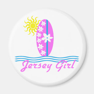 Jersey Girl baby Bodysuit roze Surfboard W/Sun Magneet
