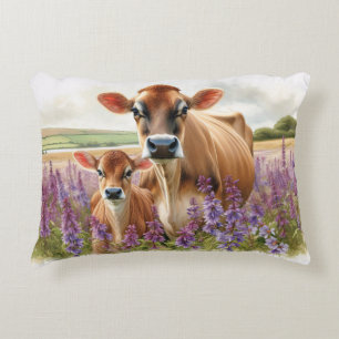 Jersey Koe en Kalf Wilde Bloem Accent Kussen