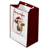 Jersey Koe "Moory Christmas" Medium Cadeauzakje (Voorkant Gekanteld)