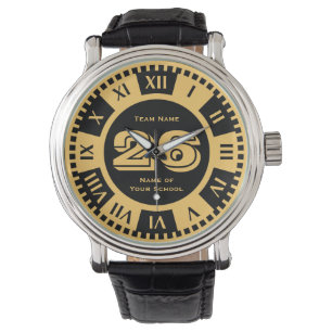 Jersey Number Black en Gold Varsity Colors Horloge