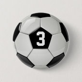 Jersey Number Button zwart-wit Voetbal (Voorkant)
