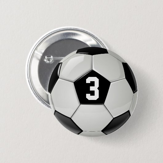 Jersey Number Button zwart-wit Voetbal (Voorkant /achterkant)
