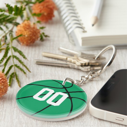 Jersey Number Keyring, de speler van het Groene Ba Sleutelhanger (Voorkant Rechts)