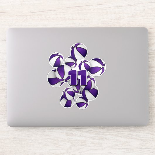 Jersey nummer cluster van paarse witte basketballe sticker (Computer)