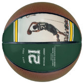 Jersey Nummer | Groen & Goud Afstuderen Monogram Basketbal (Voorkant)