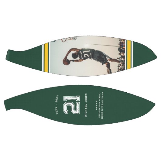 Jersey Nummer | Groen & Goud Afstuderen Monogram Basketbal (Panelen)