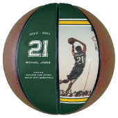 Jersey Nummer | Groen & Goud Afstuderen Monogram Basketbal (Verticaal)