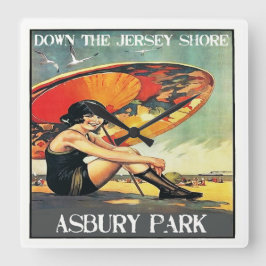 Jersey Shore Asbury Park 1920s Flapper Girl Vierkante Klok