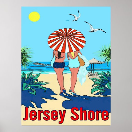 Jersey Shore, Gals op Beach Poster (Voorkant)