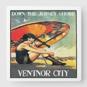 Jersey Shore Ventnor City Wall Clock Vierkante Klok