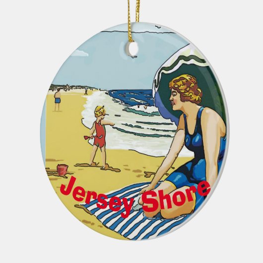 Jersey Shore, voeg tekst toe, bewerkt Keramisch Ornament (Links)