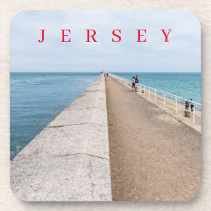 Jersey St.Catherine's Breakwater uitzicht onderzet Bier Onderzetter