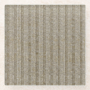Jersey Streep Brei Patroon in Zachte Beige Glazen Onderzetter