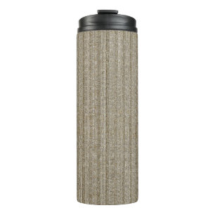 Jersey Streep Brei Patroon in Zachte Beige Thermosbeker