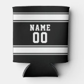 Jersey Style Custom Naam en Nummer Zwart Blikjeskoeler (Voorkant)