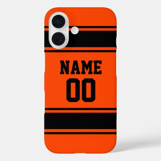 Jersey Style Sinaasappel en zwart Gepersonaliseerd Case-Mate iPhone Case (Achterkant)