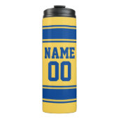 Jersey Style Yellow & Blue Custom Name and Number Thermosbeker (Voorkant)