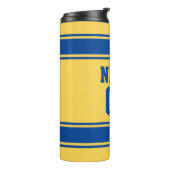 Jersey Style Yellow & Blue Custom Name and Number Thermosbeker (Gedraaid links)