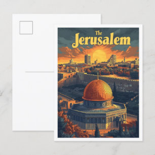 Jerusalem  Art Travel Illustration Briefkaart