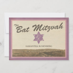  Jerusalem Bat Mitswa Uitnodiging in het Paarse