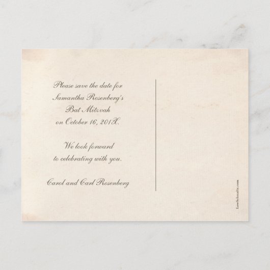 Jerusalem Bat Mitzvah Bewaar de datum Roze Aankondigingskaart (Achterkant)
