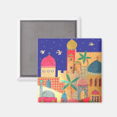 Jerusalem City Colorful Art Magneet (Voorkant / Achterkant)