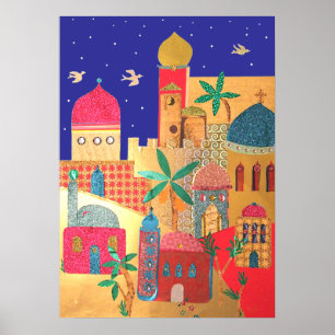 Jerusalem City Colorful Art Poster