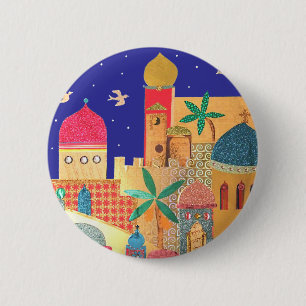 Jerusalem City Colorful Art Ronde Button 5,7 Cm