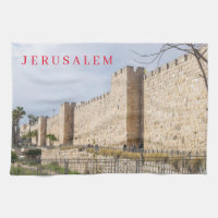 Jérusalem City Walls vue serviette de thé