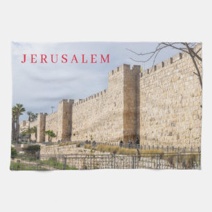 Jérusalem City Walls vue serviette de thé