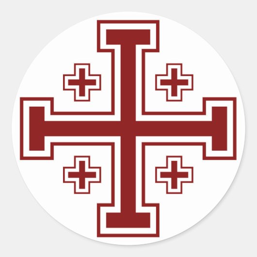 Jerusalem Cross Ronde Sticker (Voorkant)
