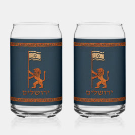 Jerusalem-dag-leeuw met vlag blikvorm glas