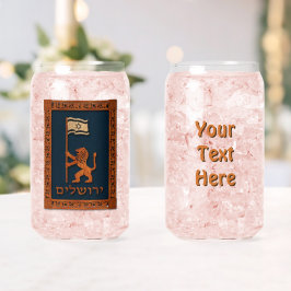 Jerusalem-dag-leeuw met vlag blikvorm glas