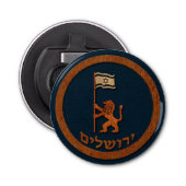 Jerusalem-dag-leeuw met vlag button flesopener (Voorkant)