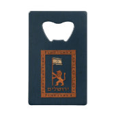 Jerusalem-dag-leeuw met vlag kredietkaart flessenopener (Voorkant)