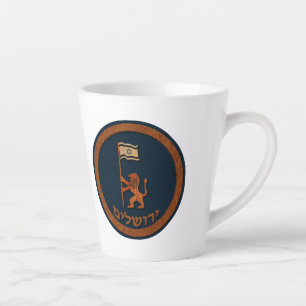 Jerusalem-dag-leeuw met vlag latte mok