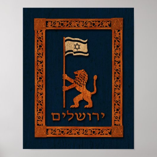 Jerusalem-dag-leeuw met vlag poster (Voorkant)