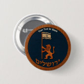 Jerusalem-dag-leeuw met vlag ronde button 5,7 cm (Voorkant /achterkant)