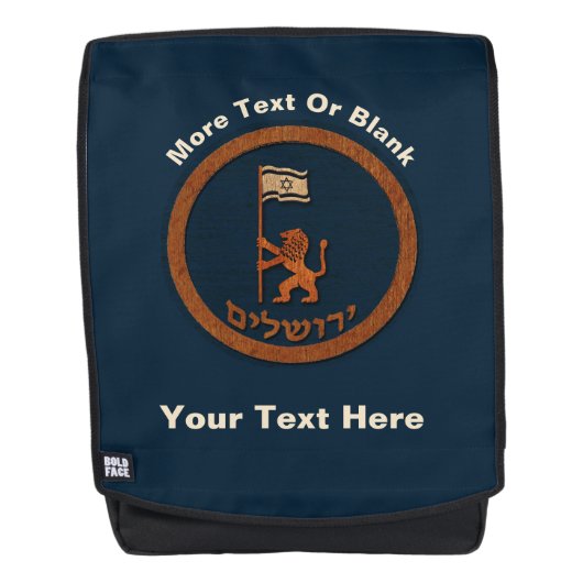 Jerusalem-dag-leeuw met vlag rugtassen (Voorkant)